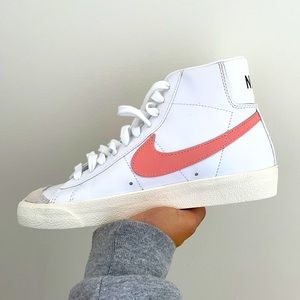 Nike Women's White and Coral High-Top Sneakers